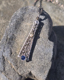 14k gold sapphire and pearl Art Deco necklace pendant