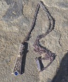 14k gold sapphire and pearl Art Deco necklace pendant