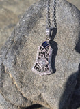 14k gold white gold sapphire and diamond Art Deco necklace pendant