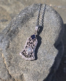 14k gold white gold sapphire and diamond Art Deco necklace pendant