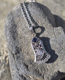 14k gold white gold sapphire and diamond Art Deco necklace pendant
