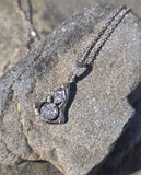 14k-18k white gold Deco c.1920's filigree diamond pendant necklace