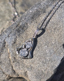 14k-18k white gold Deco c.1920's filigree diamond pendant necklace