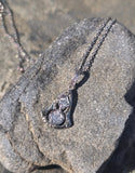 14k-18k white gold Deco c.1920's filigree diamond pendant necklace