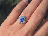 platinum c.1920's Deco estate blue sapphire and diamond antique ring