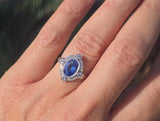 platinum c.1920's Deco estate blue sapphire and diamond antique ring