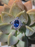 platinum c.1920's Deco estate blue sapphire and diamond antique ring