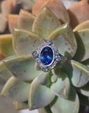platinum c.1920's Deco estate blue sapphire and diamond antique ring