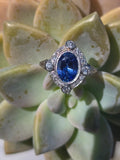 platinum c.1920's Deco estate blue sapphire and diamond antique ring