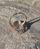 10k gold c.20's filigree Deco black onyx. diamond & crystal ring