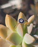 14K gold two-tone Art Deco diamond and sapphire antique target ring