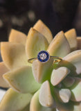 14K gold two-tone Art Deco diamond and sapphire antique target ring