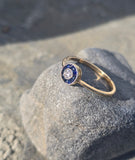 14K gold two-tone Art Deco diamond and sapphire antique target ring