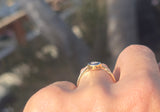 14K gold two-tone Art Deco diamond and sapphire antique target ring