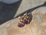 14k gold amethyst estate studs earrings