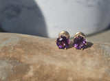 14k gold amethyst estate studs earrings