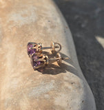 14k gold amethyst estate studs earrings