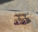 14k gold amethyst estate studs earrings