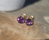 14k gold amethyst estate studs earrings
