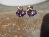 14k gold amethyst estate studs earrings