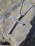 18k white gold diamond cross pendant necklace