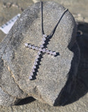 18k white gold diamond cross pendant necklace