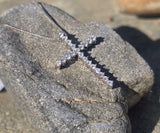18k white gold diamond cross pendant necklace