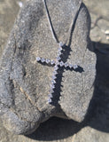 18k white gold diamond cross pendant necklace
