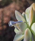 14k white gold c.1920's filigree aquamarine ring