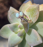 10ct gold Victorian opal & pearl antique ring