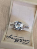 14k white gold c.1920's filigree aquamarine ring