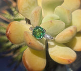 platinum tzavorite garnet and diamond estate ring