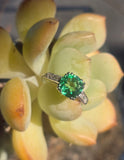 platinum tzavorite garnet and diamond estate ring