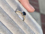 14k gold two-tone dark blue sapphire and diamond estate ring