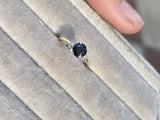 14k gold two-tone dark blue sapphire and diamond estate ring