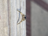 14k gold two-tone dark blue sapphire and diamond estate ring