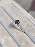 14k gold two-tone dark blue sapphire and diamond estate ring