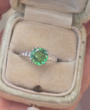 platinum tzavorite garnet and diamond estate ring
