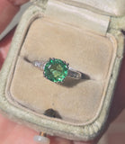 platinum tzavorite garnet and diamond estate ring