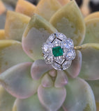 platinum & 18ct gold two-tone Art Deco c.1920's diamond and emerald estate vintage antique ring