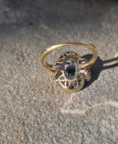 platinum & 18ct gold two-tone Art Deco c.1920's diamond and emerald estate vintage antique ring