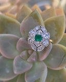 platinum & 18ct gold two-tone Art Deco c.1920's diamond and emerald estate vintage antique ring