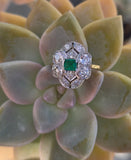 platinum & 18ct gold two-tone Art Deco c.1920's diamond and emerald estate vintage antique ring