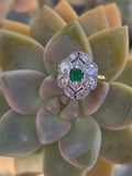 platinum & 18ct gold two-tone Art Deco c.1920's diamond and emerald estate vintage antique ring