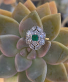 platinum & 18ct gold two-tone Art Deco c.1920's diamond and emerald estate vintage antique ring