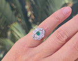 platinum & 18ct gold two-tone Art Deco c.1920's diamond and emerald estate vintage antique ring