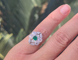 platinum & 18ct gold two-tone Art Deco c.1920's diamond and emerald estate vintage antique ring