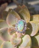 18ct + silver top two-tone Edwardian opal and diamond ring