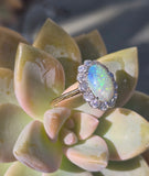 18ct + silver top two-tone Edwardian opal and diamond ring