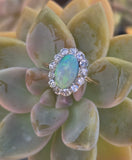 18ct + silver top two-tone Edwardian opal and diamond ring